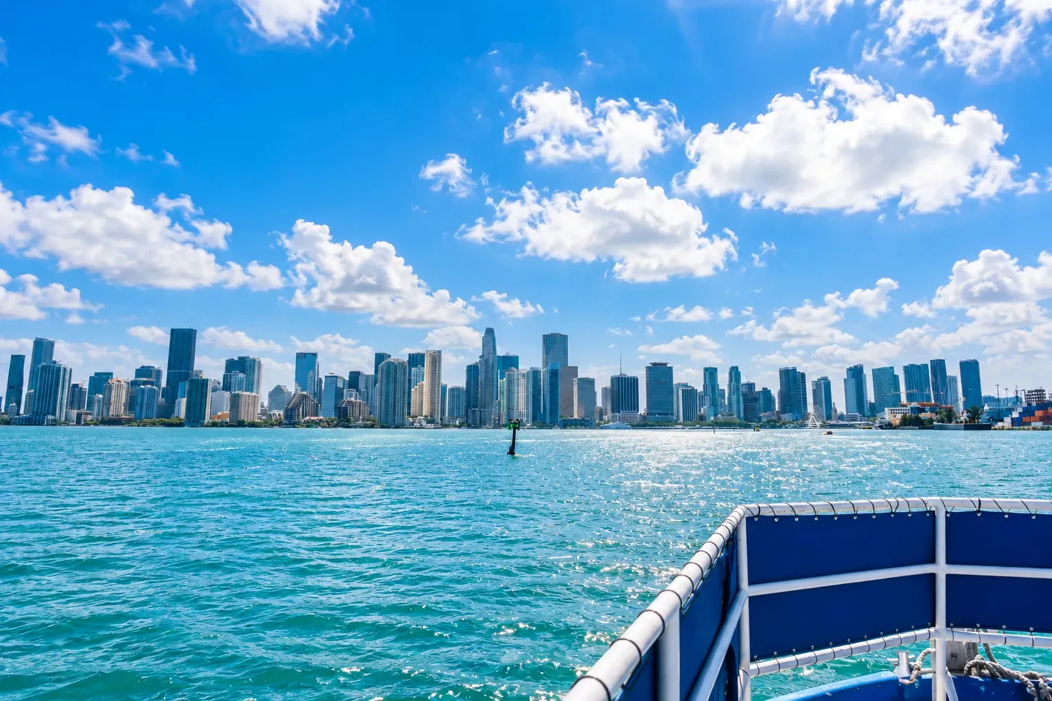 Miami sightseeing skyline cruise view of Downtown Miami from Biscayne Bay