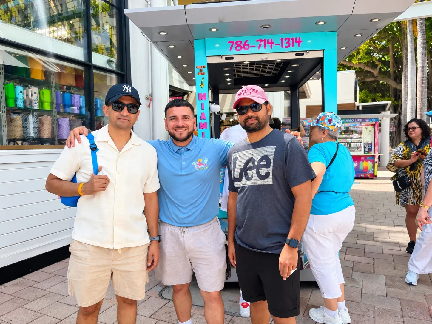 Miami Skyline Cruises guests with tour staff at Bayside Marketplace, 401 Biscayne Blvd, Miami FL, 33132