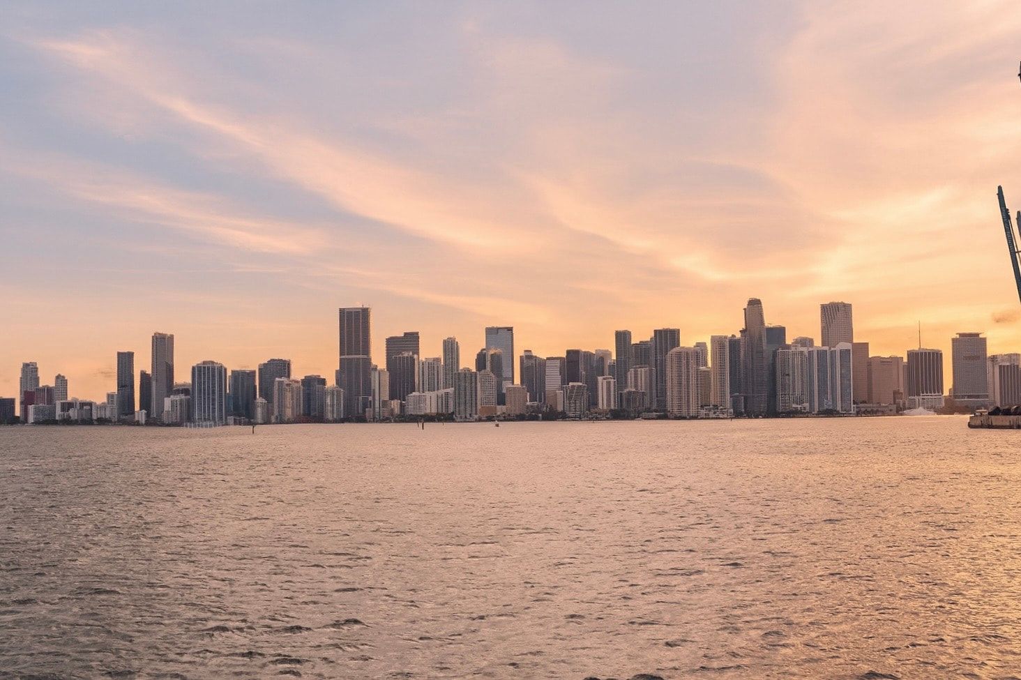 Miami Skyline seen from sunset boat tour in Miami