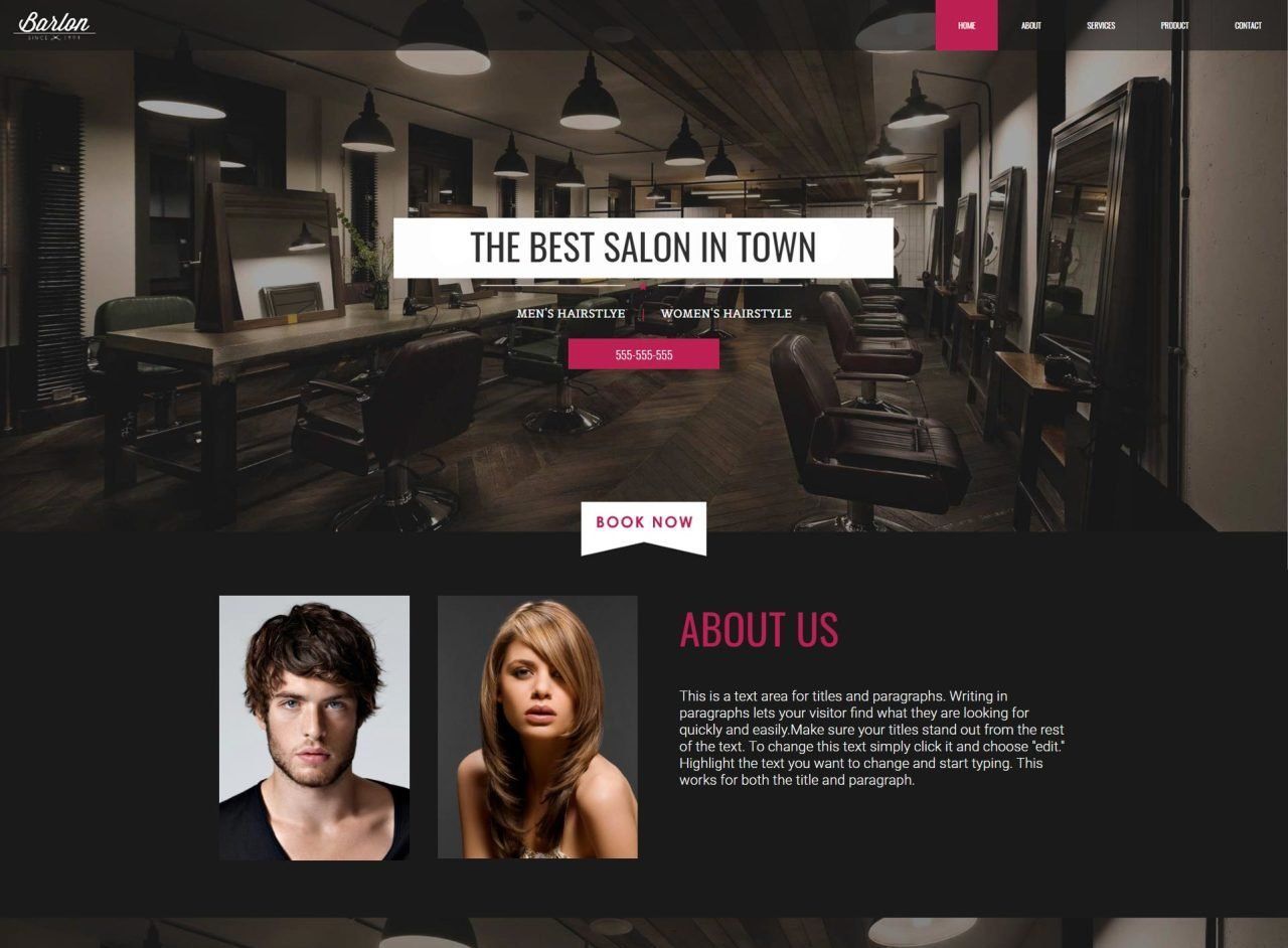 A screenshot of a website for the best salon in town