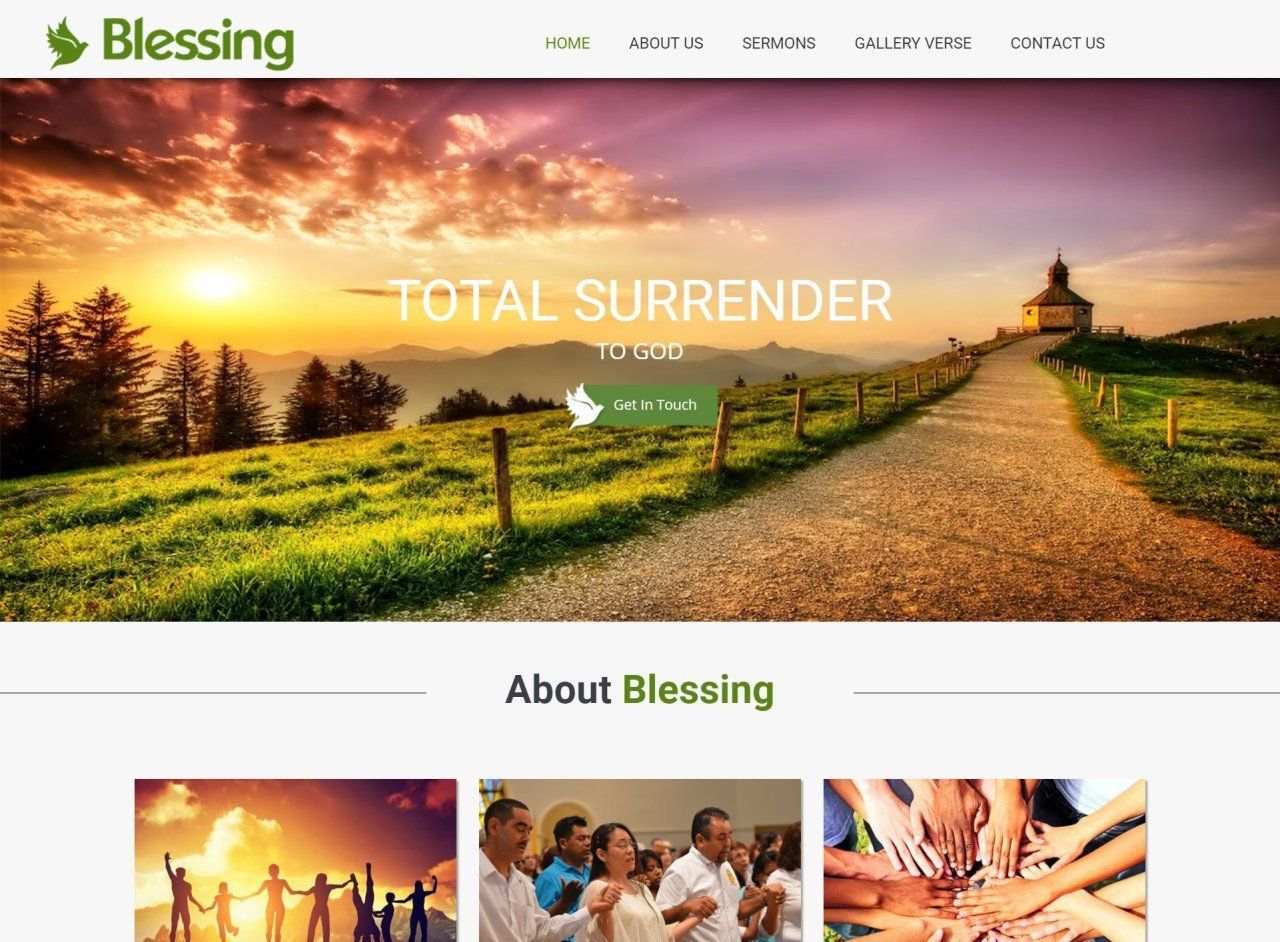 A screenshot of a website called blessing total surrender