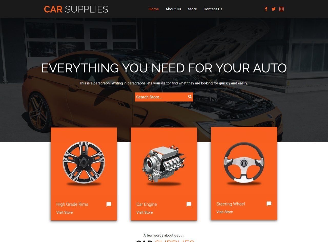 A car supplies website shows everything you need for your auto.