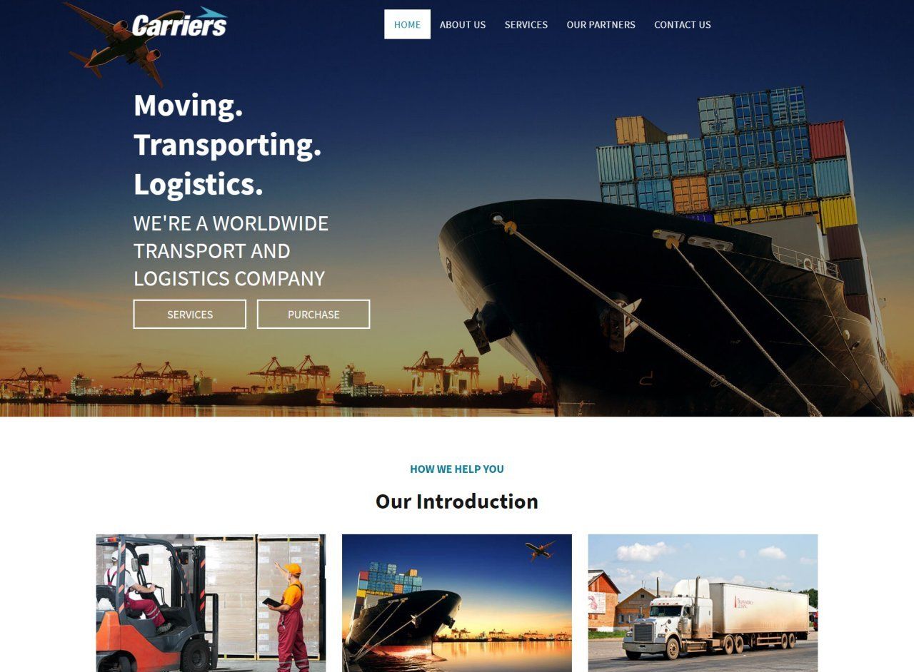 A website for a moving , transporting , logistics company.