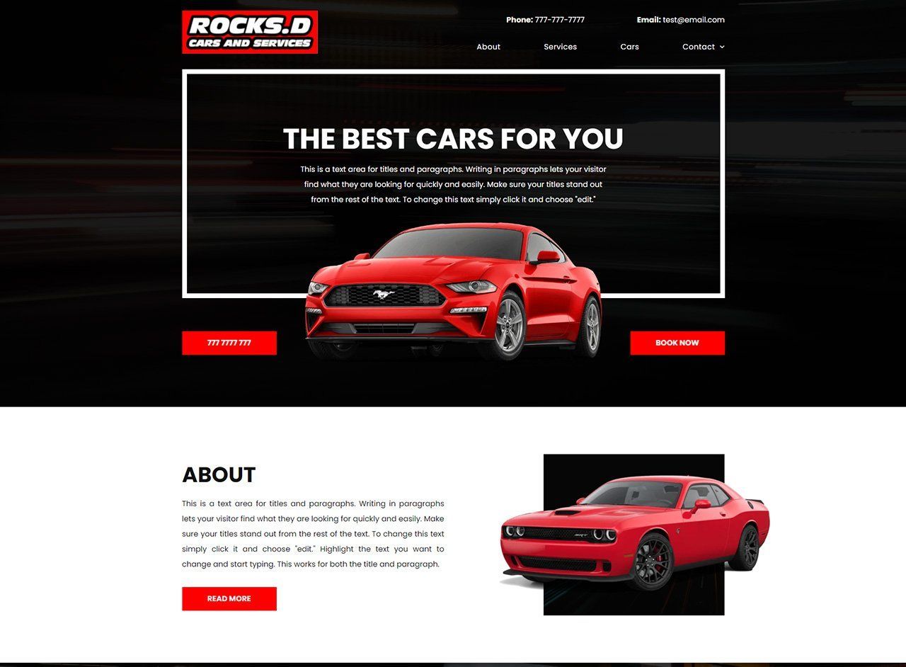 A website for a car dealership shows the best cars for you.