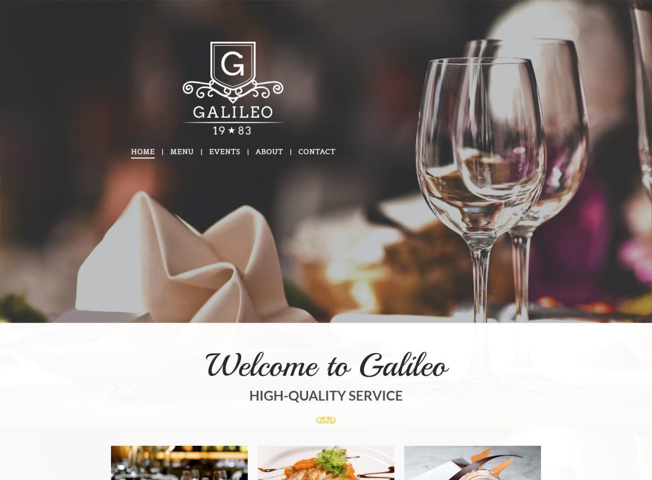 A screenshot of a website for galileo high quality service