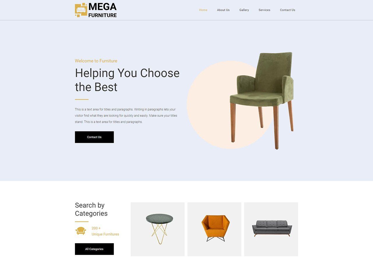 A screenshot of a website for a furniture store.