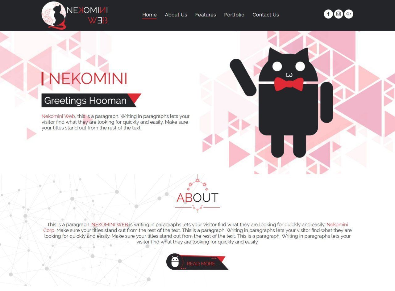 A website with a black cat wearing a bow tie.