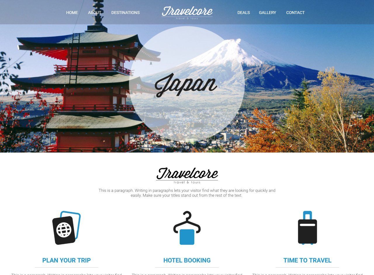 Travelcore Website Design Themes by Search Marketing Specialists