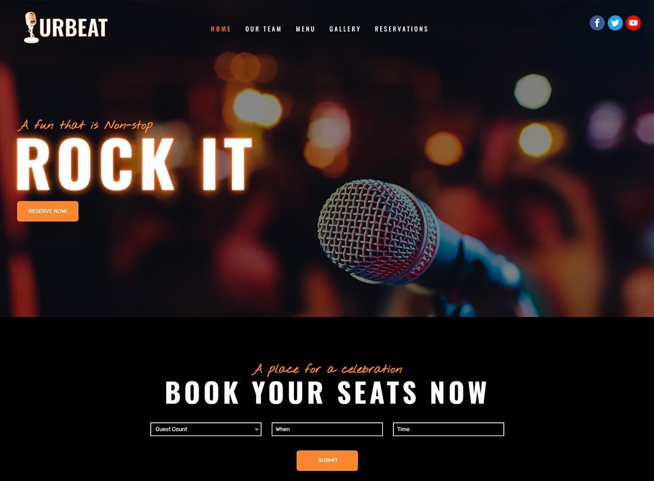 A microphone is on a website that says rock it