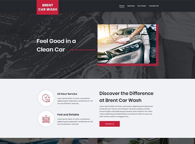 A screenshot of a website for a car wash.