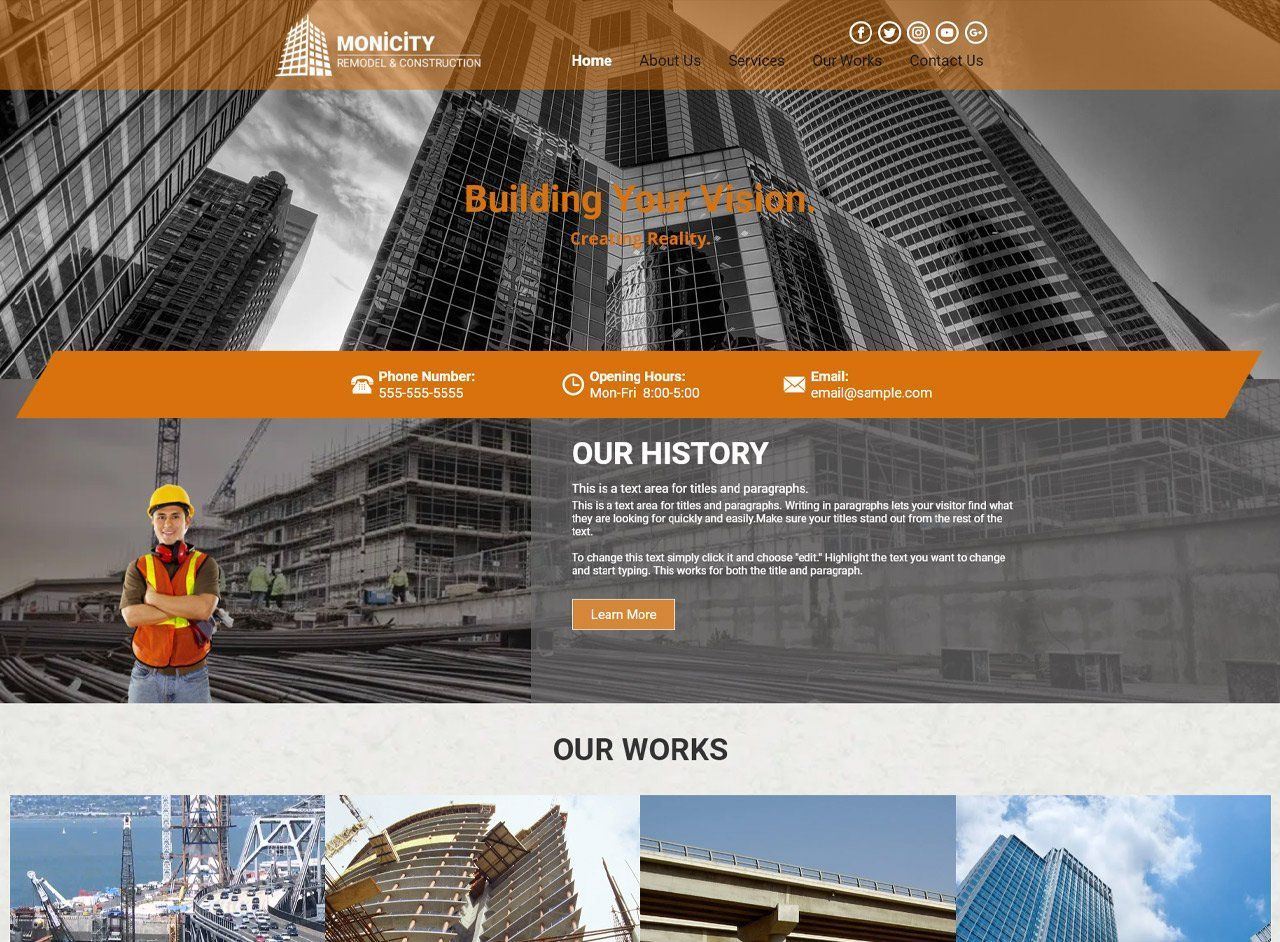 construction company website
