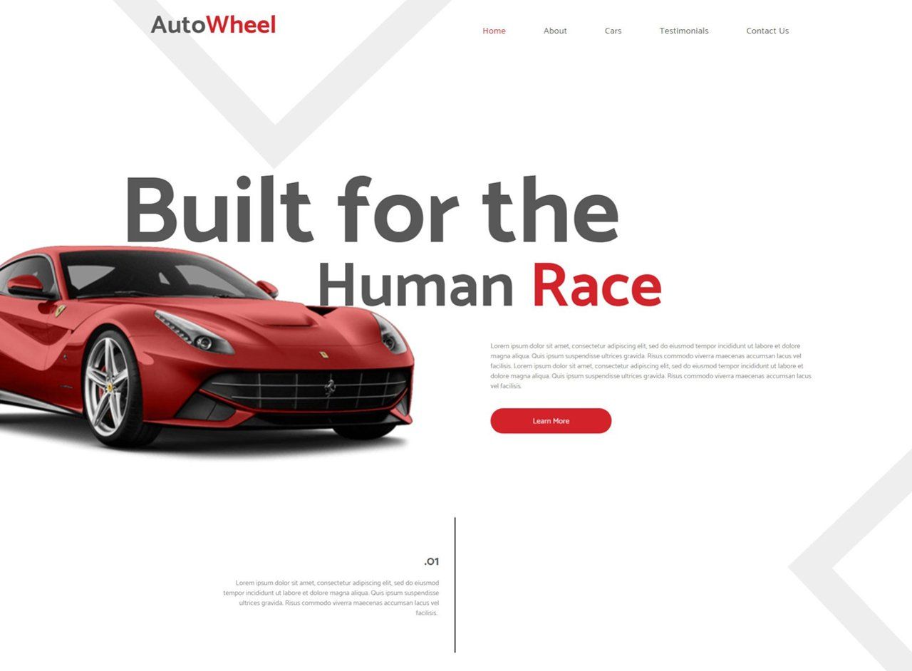 A red sports car is on a white background with the words `` built for the human race ''.