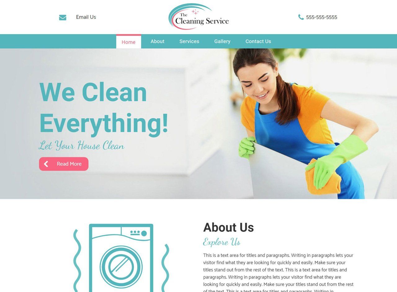 A woman is cleaning a washing machine on a website.
