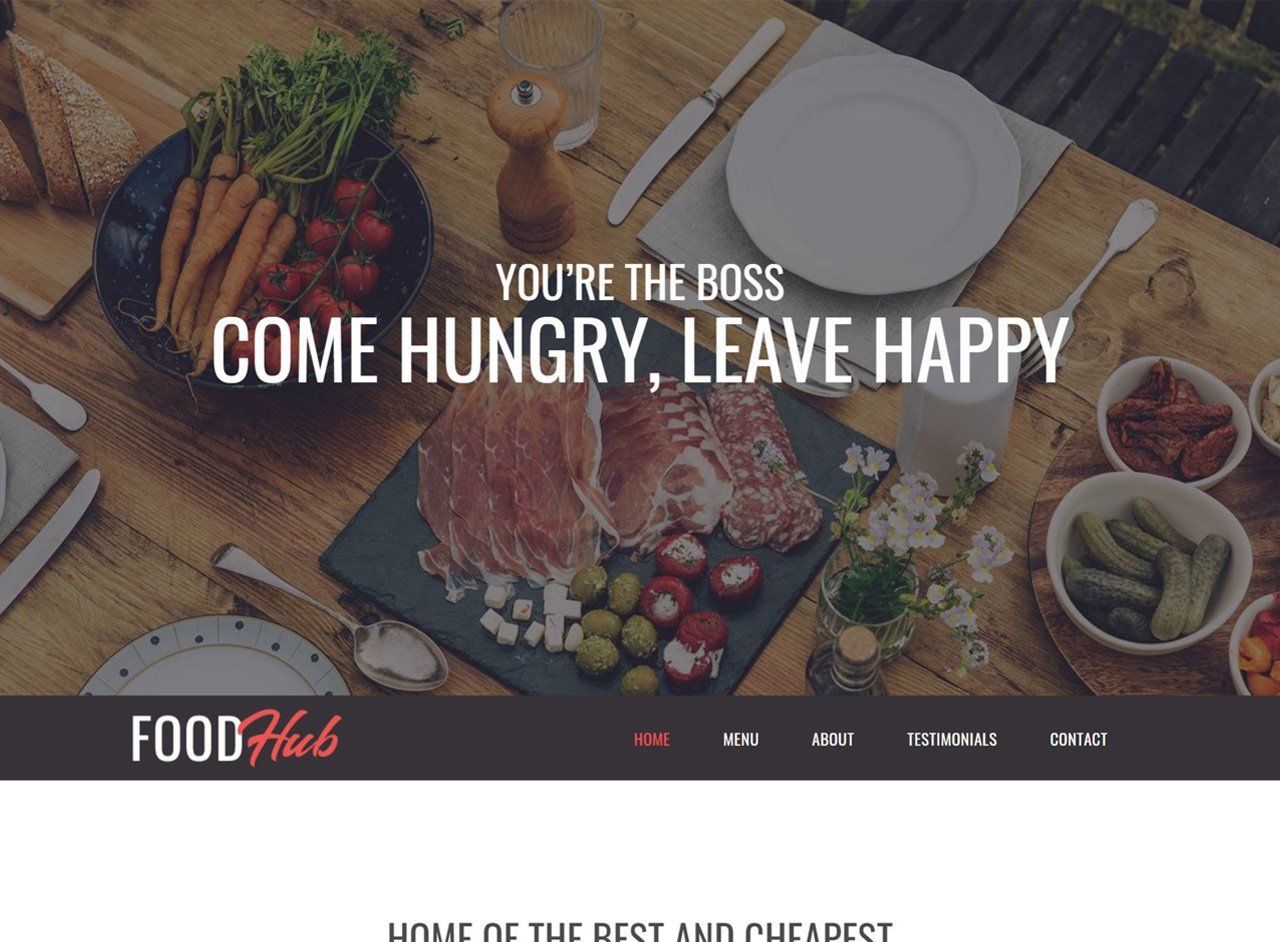 A screenshot of a website for food hub