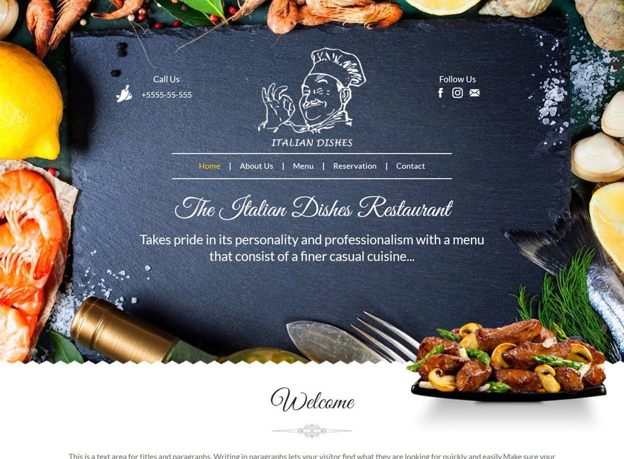 A website for a restaurant called the native dishes restaurant