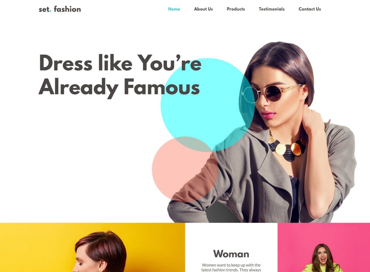 A woman wearing sunglasses and a jacket is on a website that says dress like you 're already famous.
