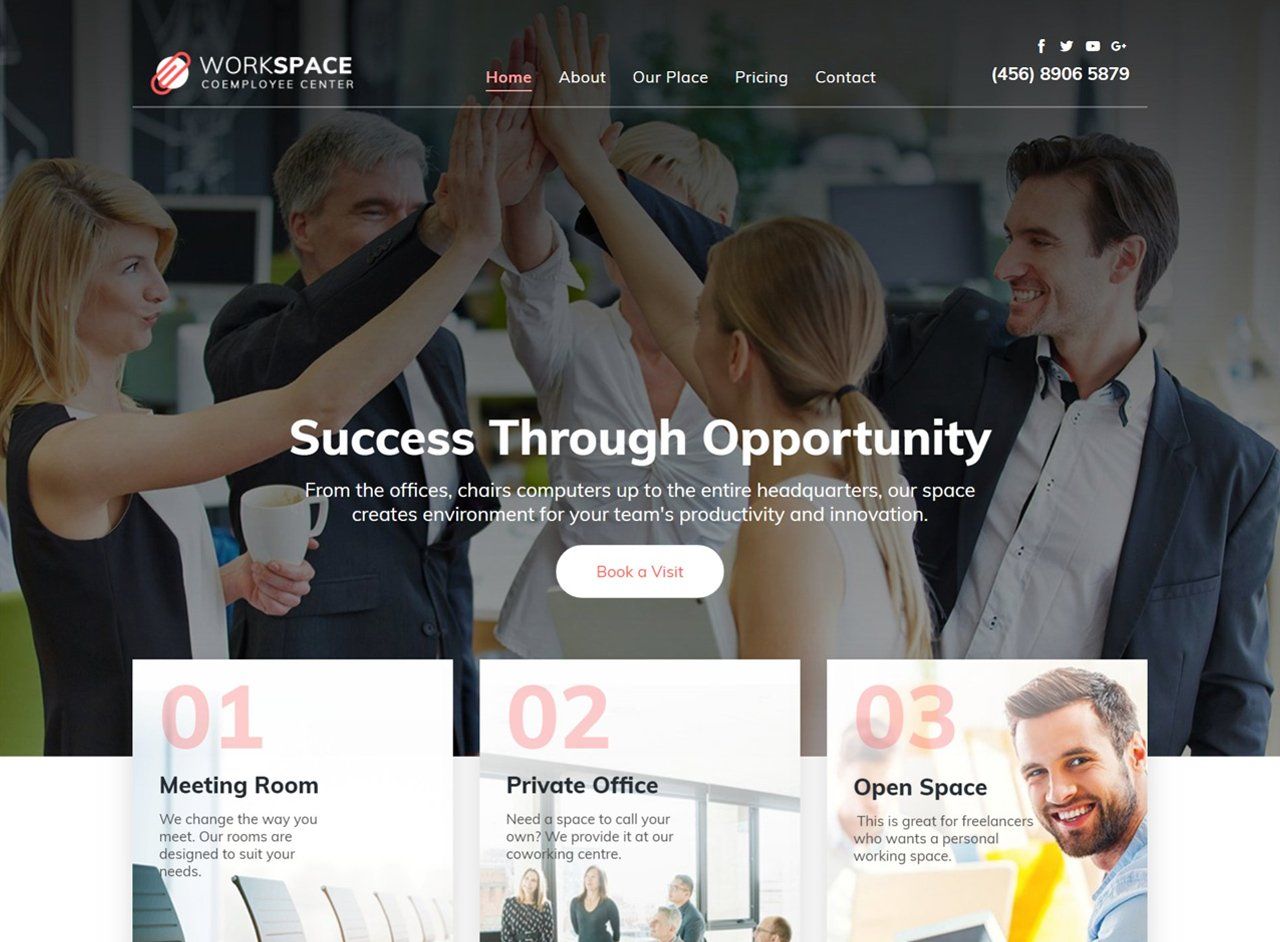 A group of people are giving each other a high five in an office.