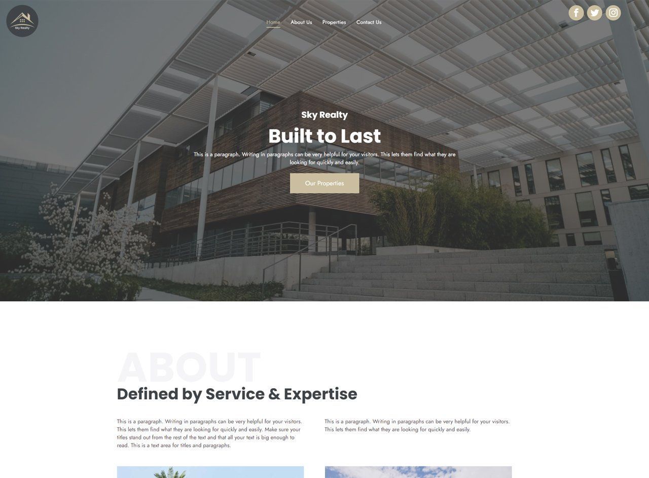 A screenshot of a website for a company called built to last.