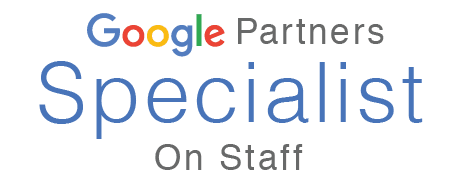 A google partners specialist on staff logo on a white background.