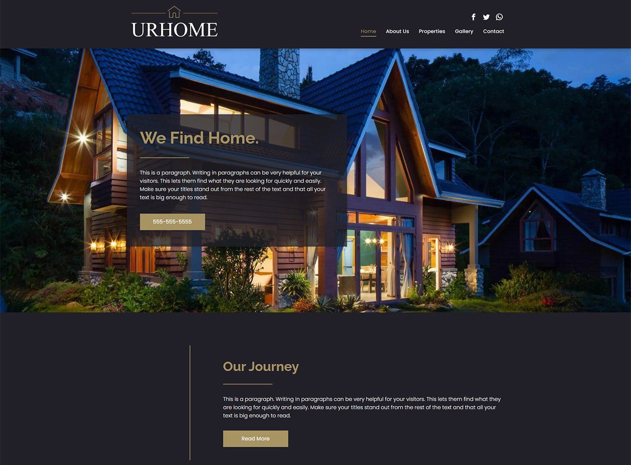 A screenshot of a website for a real estate company called urhome.