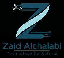 Logo for Zaid Alchalabi Technology Consulting, featuring a stylized blue Z with circuit lines on black background