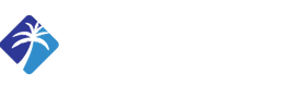 Blue and white logo with a stylized person and swoosh on a tilted square background