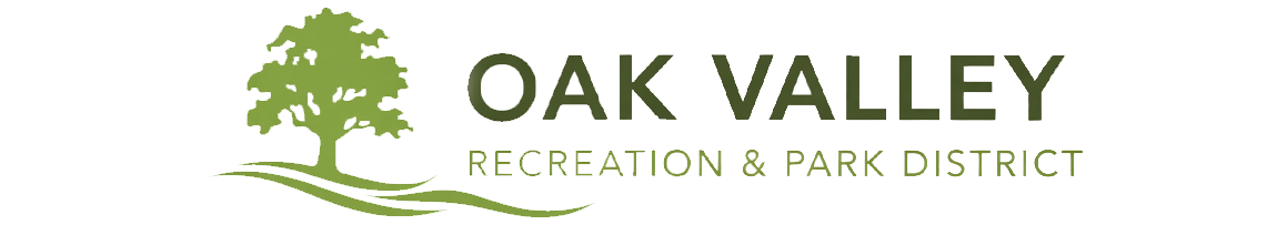 Oak Valley Recreation & Park District logo with a green tree and text.