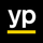 Logo of YP, white letters on black background with a yellow underline.