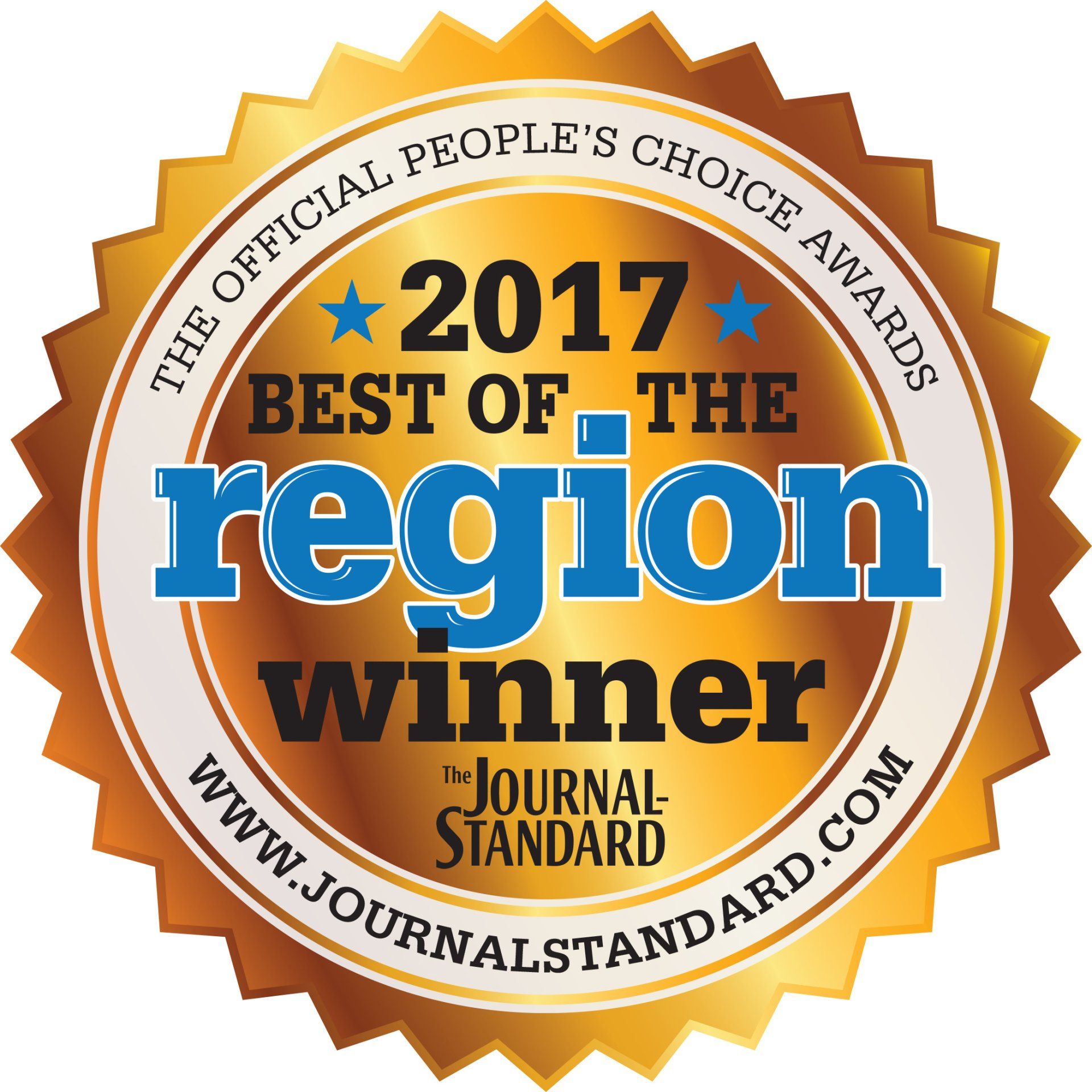 Gold seal: 2017 Best of the Region Winner award from The Journal Standard.