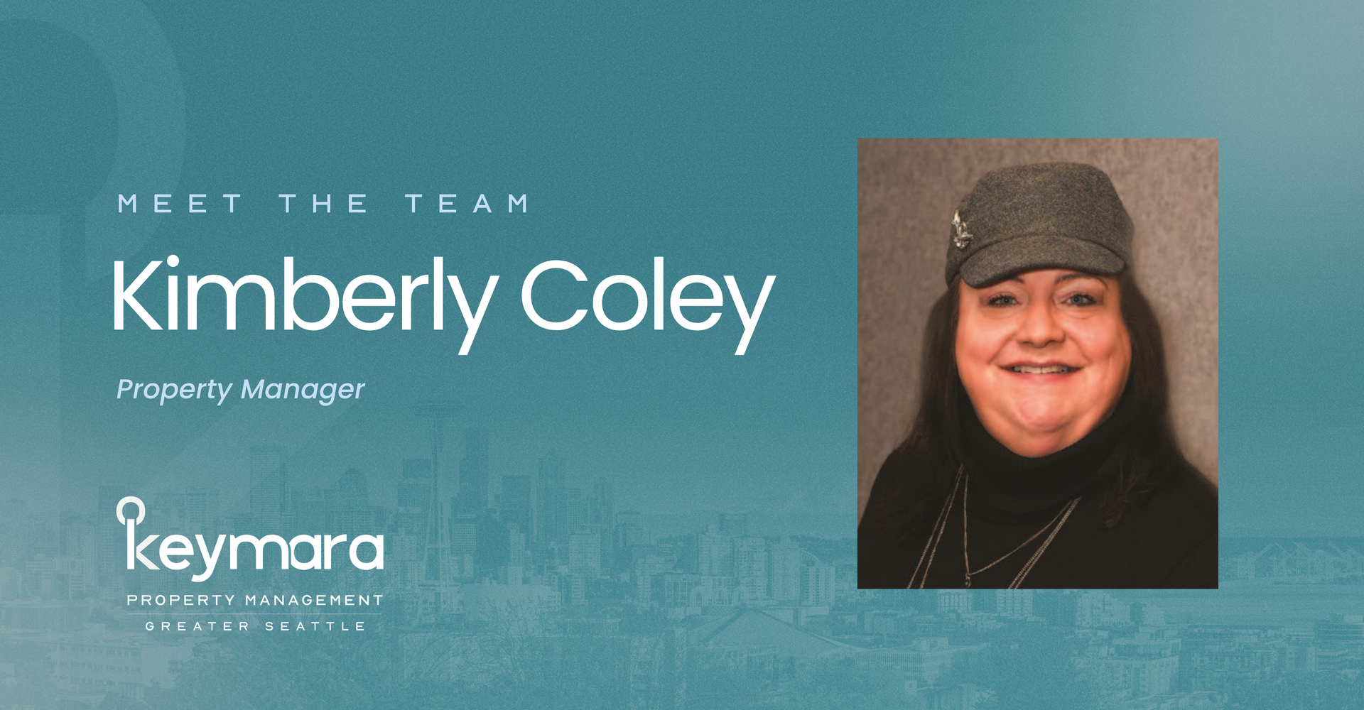 Meet the Team banner featuring Kimberly Coley, Property Manager at Keymara Property Management.