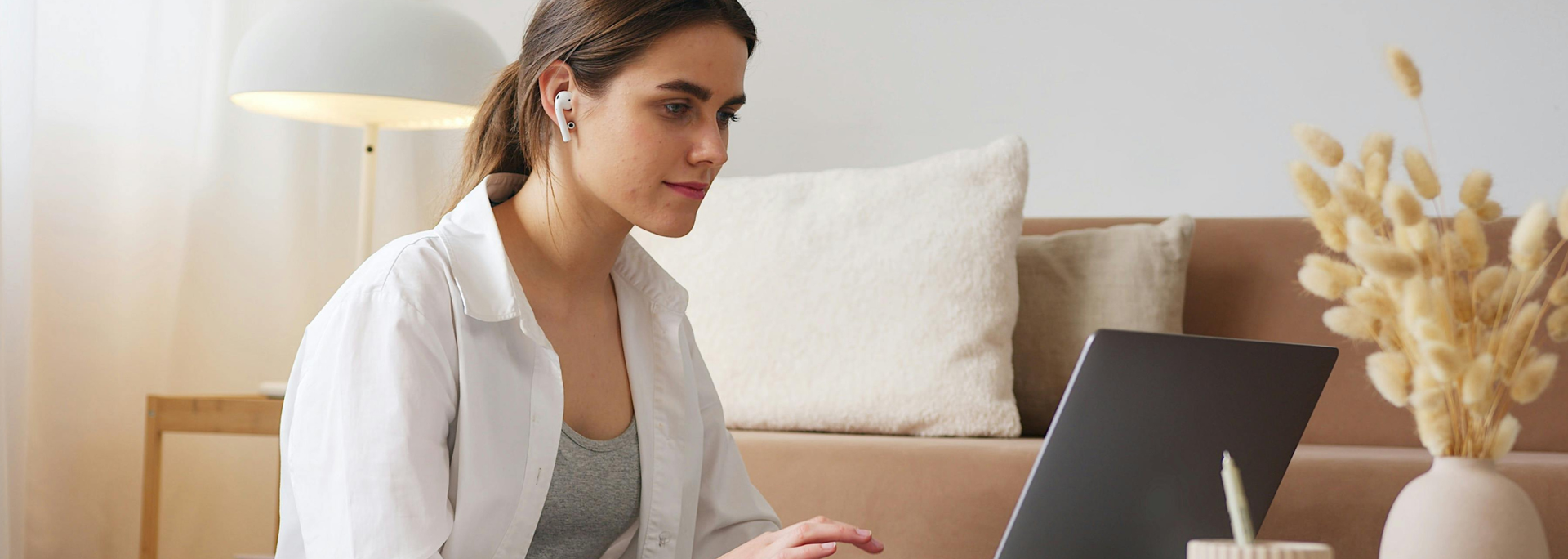 Picture of someone studying from home. 