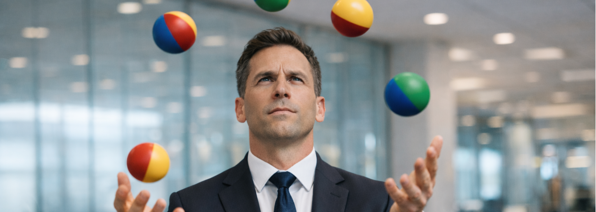 Picture of a man juggling. 