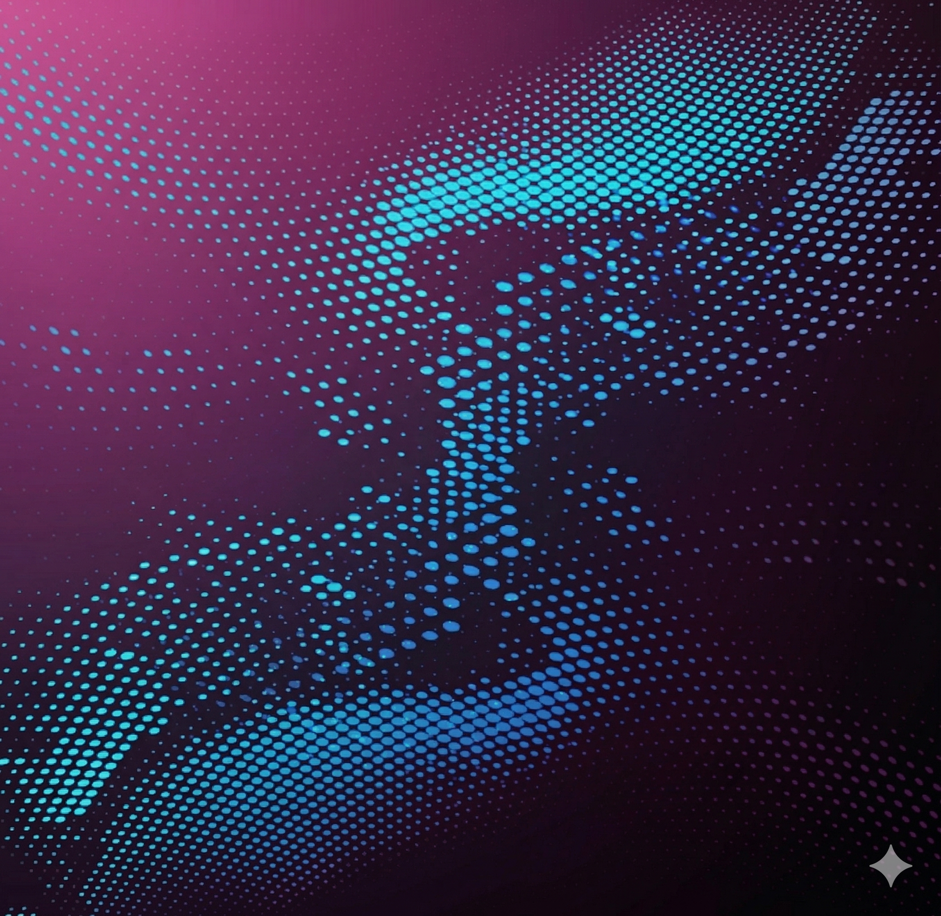 Abstract graphic with dark blue hexagons and a