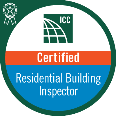 An icc certified residential building inspector badge