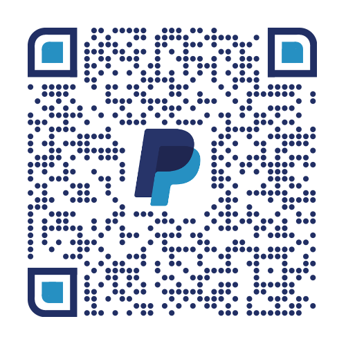 PayPal QR code with blue logo on white background