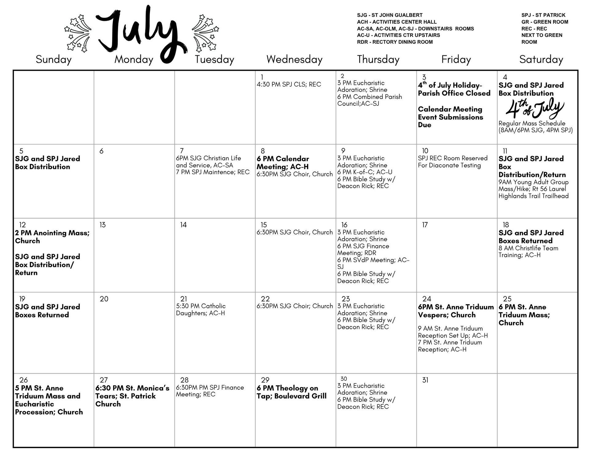 June 2026-Parish Calendar