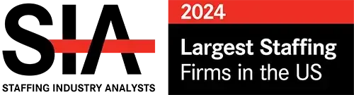 Logo for Staffing Industry Analysts, identifying the firm as one of the 2024 Largest Staffing Firms in the US.