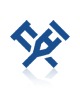 A blue icon featuring two crossed crutches with a light reflection effect underneath.