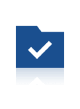 A blue folder icon with a white checkmark in the center, symbolizing a completed task or a saved file.