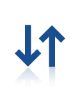 A blue icon showing an arrow pointing down next to an arrow pointing up, with a reflection underneath.