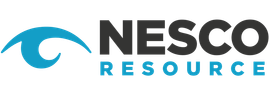 Logo for Nesco Resource featuring a blue stylized eye icon to the left of the company name in black and blue text.