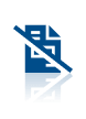 A blue icon of a document page with a diagonal line striking through it, representing a missing file or unavailable content.