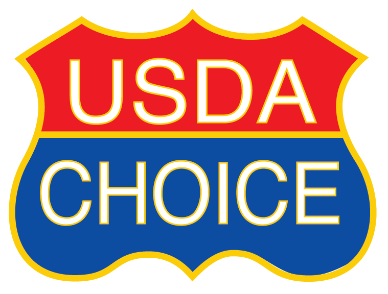 A red and blue sign that says usda choice