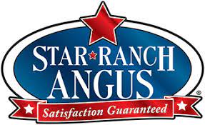 The logo for star ranch angus is a satisfaction guaranteed logo.