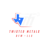 A logo for Twisted Metals DFW, a company based in Texas.