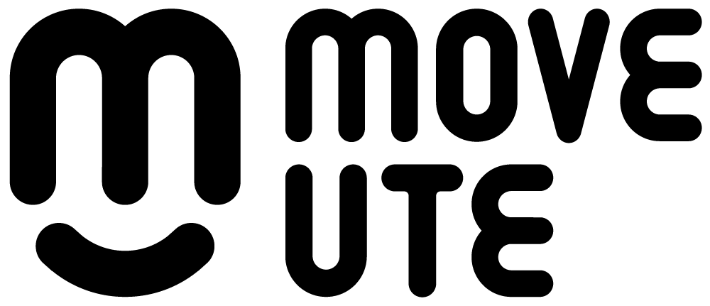 A black and white logo for a company called move ute.