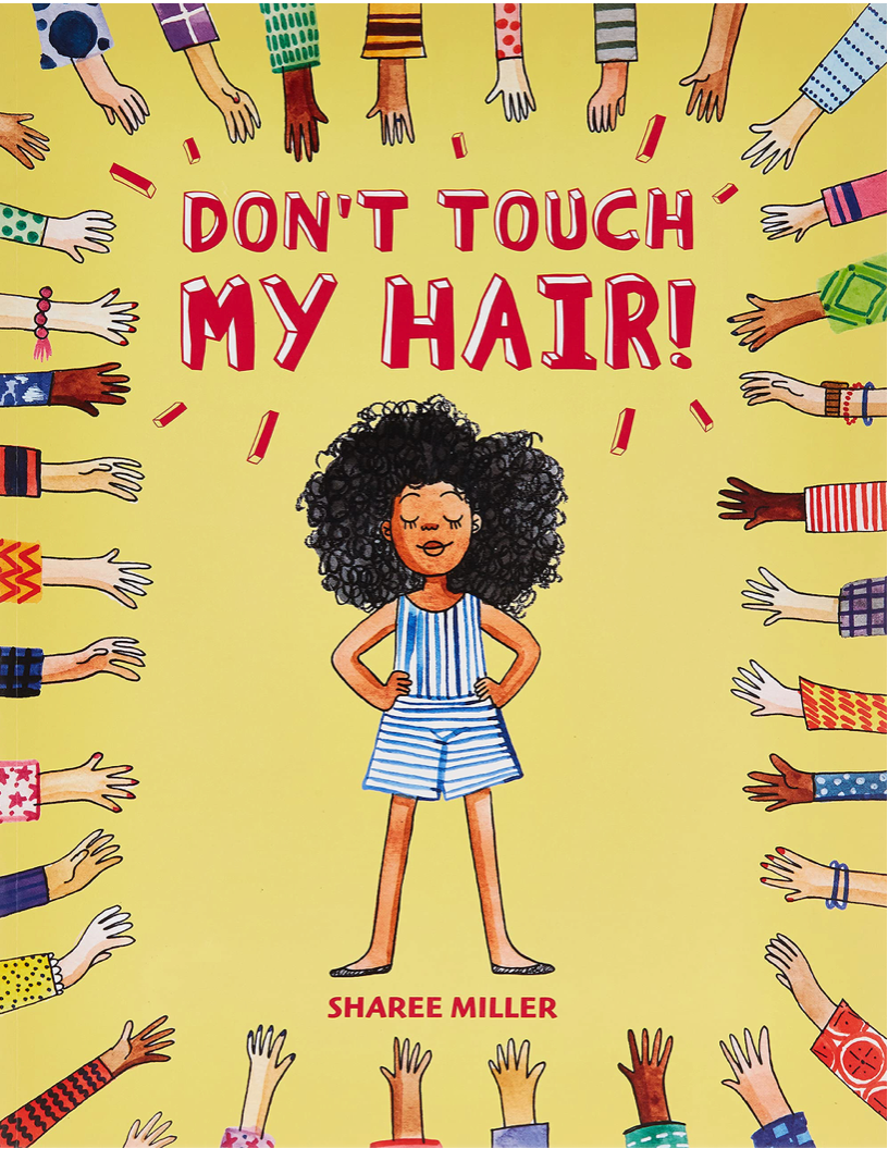 A girl stands defiantly with arms akimbo, surrounded by outstretched hands, book title: 