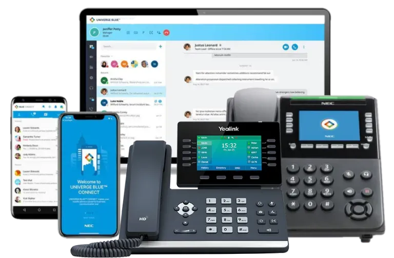 Various Office Desk Phones, Smartphone, and Desktop Computer — Pacific Telephone & Data In Cardiff, NSW