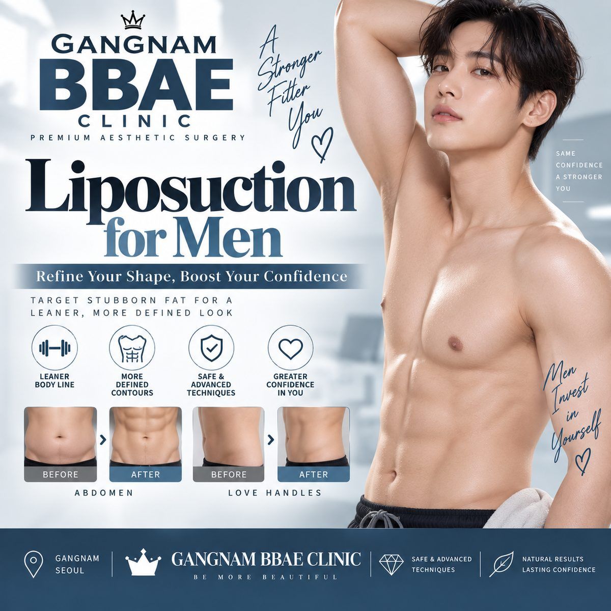 한국 강남 빼빼의원 남성 지방흡입 – 복부·러브핸들 결과