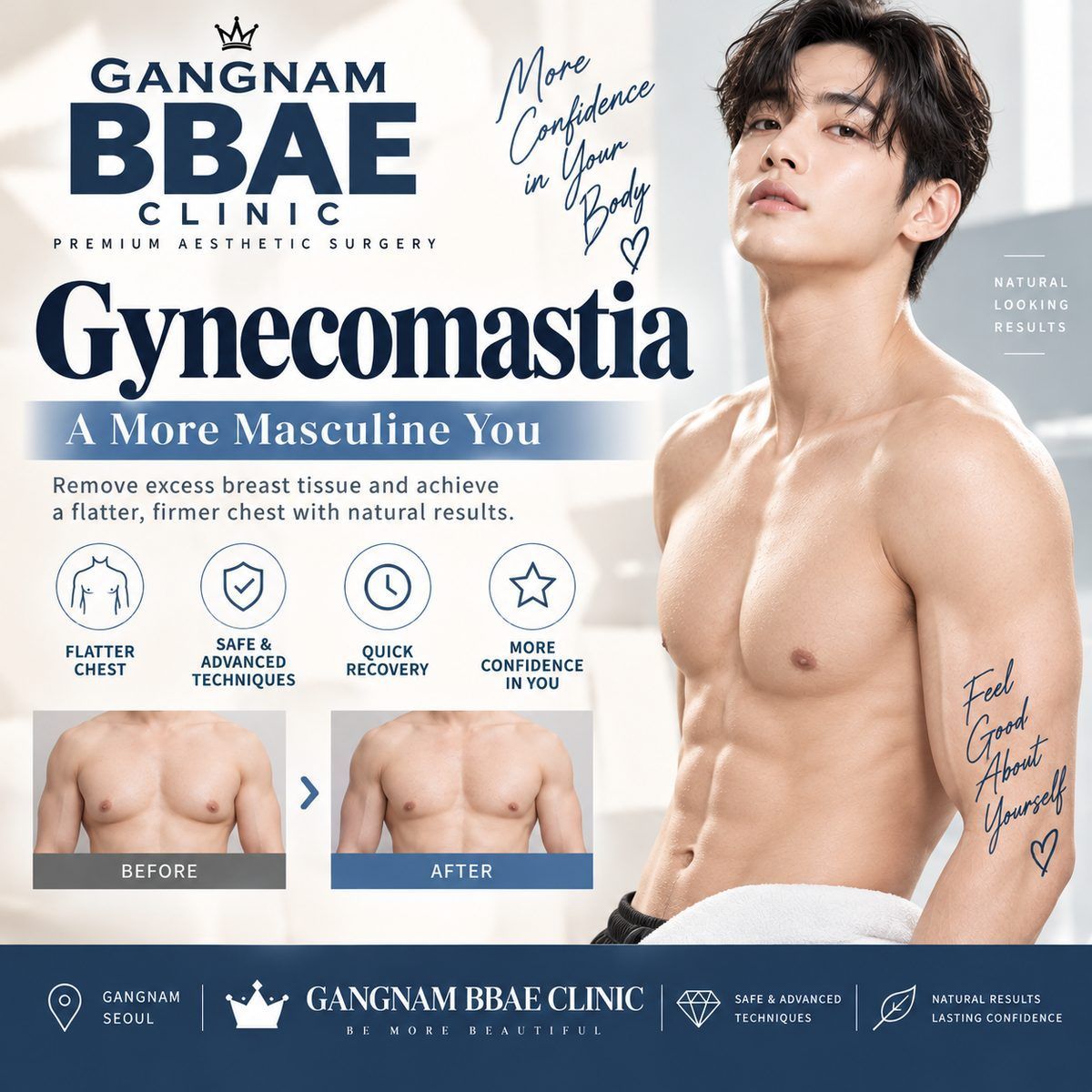 강남 빼빼의원 남성 가슴 지방흡입 전후 사진